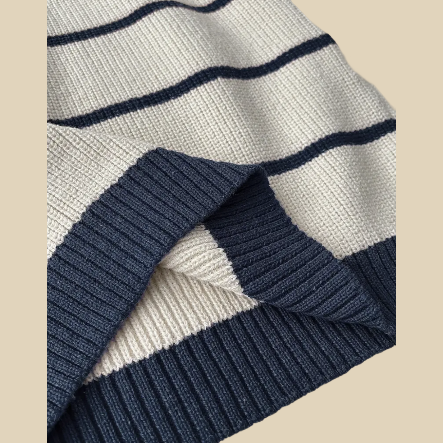 Striped Knit Polo Sweater