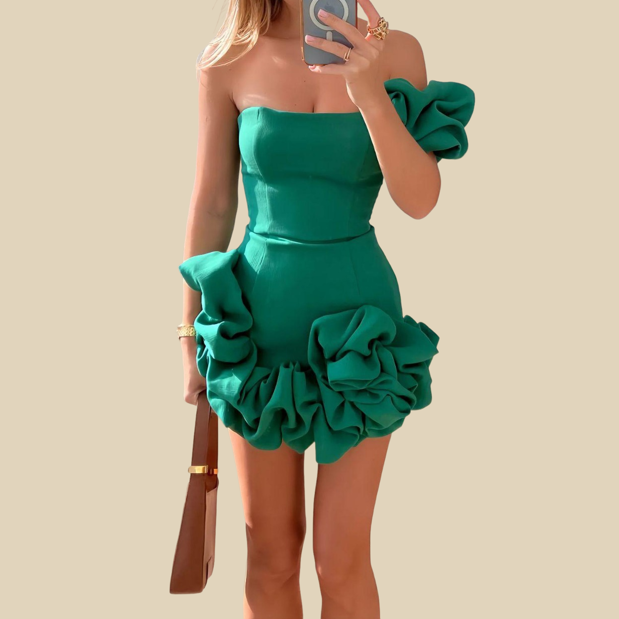 Strapless Ruffle Mini Dress