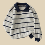 Striped Knit Polo Sweater
