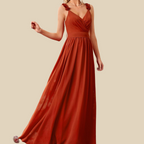 Floral Strap Chiffon Gown