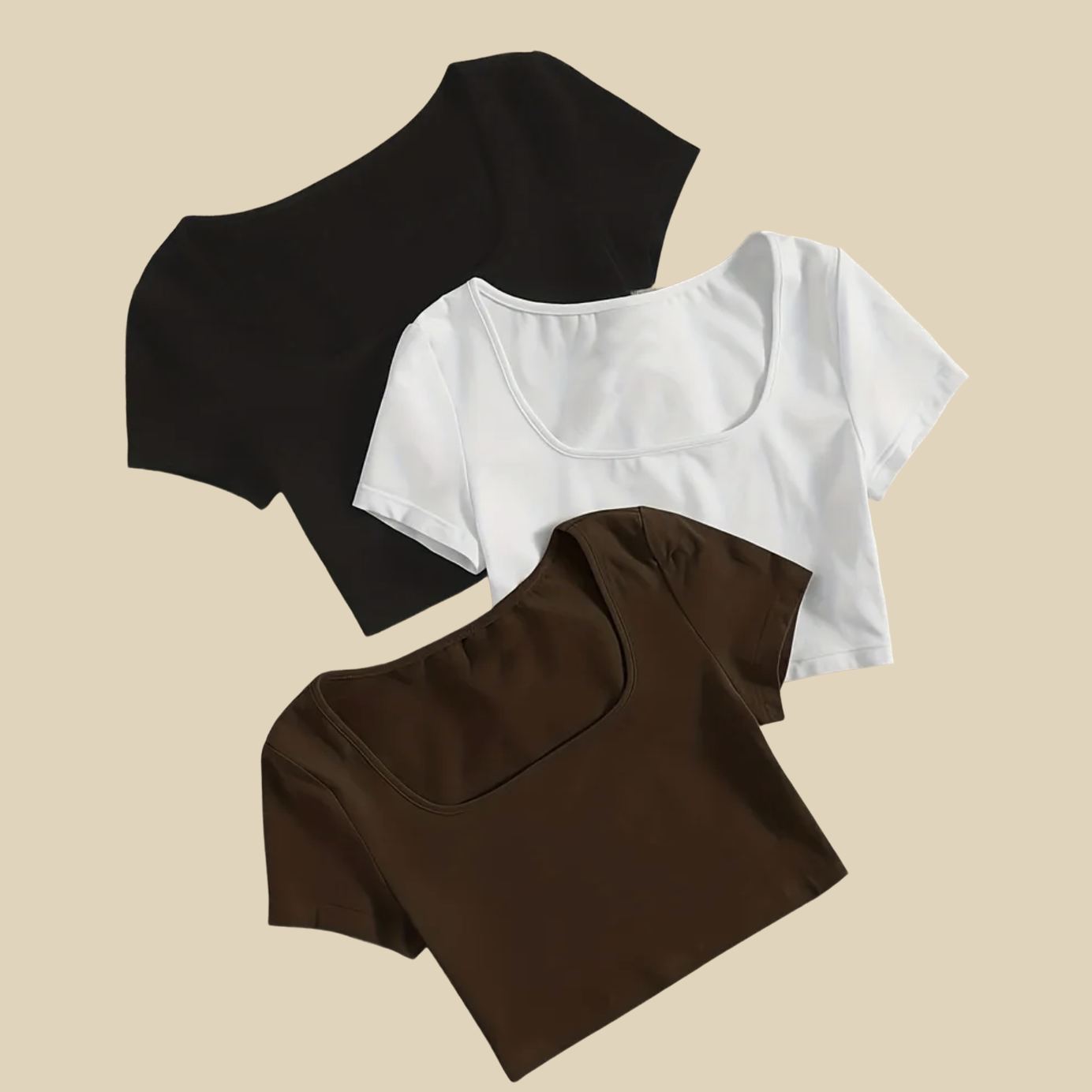 Square Neck Crop Tee - 3 pack