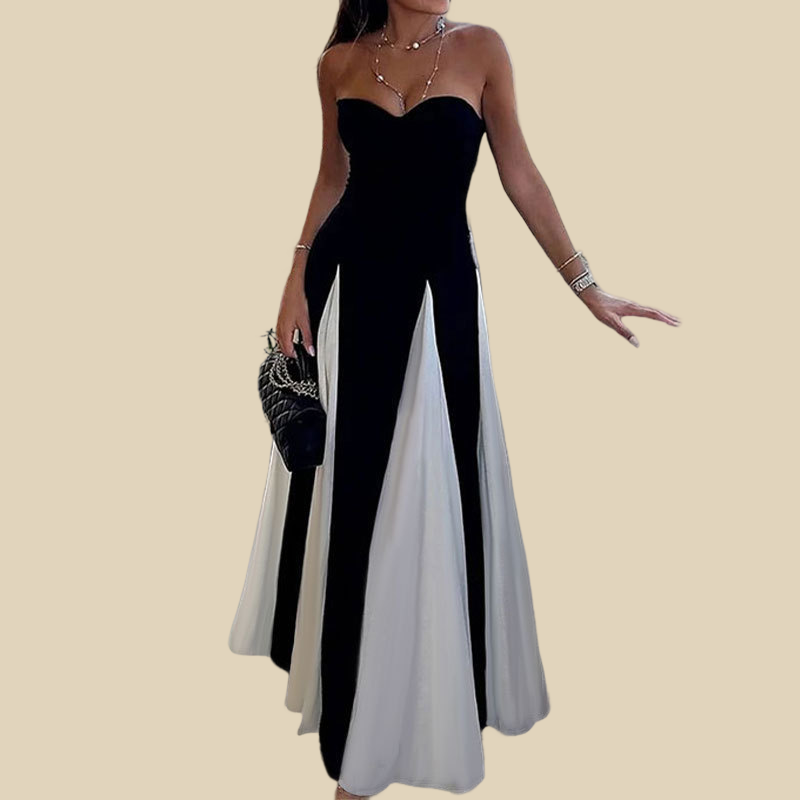 Two-Tone Spaghetti Strap Evening Gown