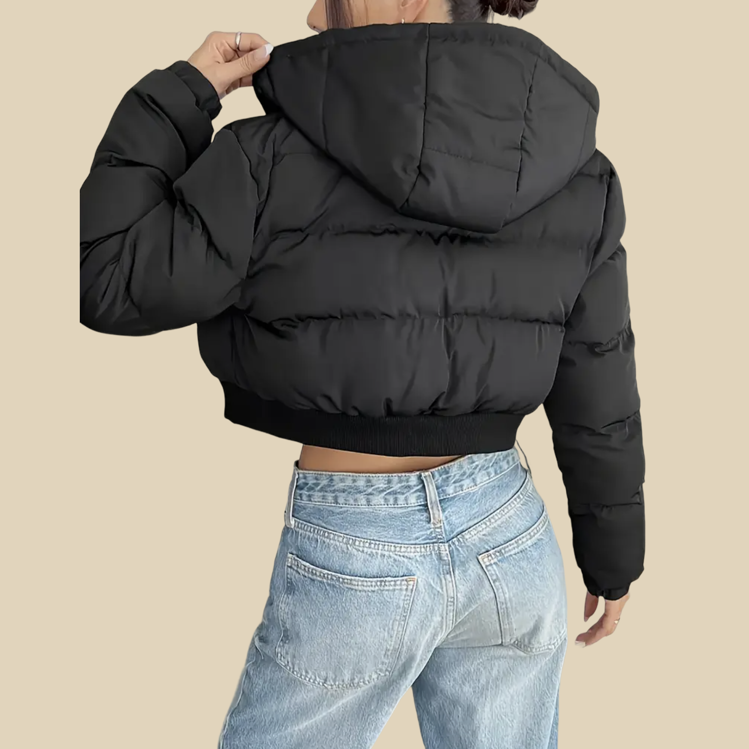 Cropped Puffer Jacket with Hood