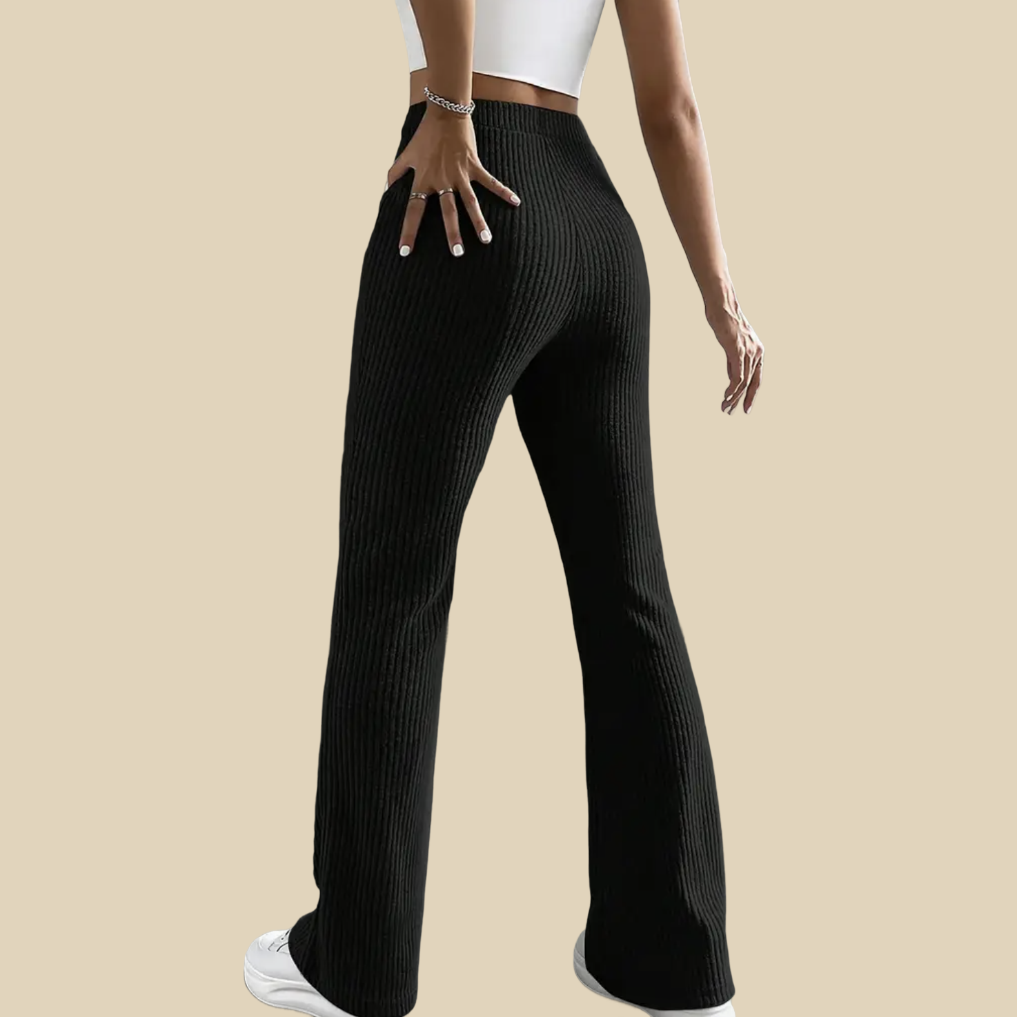 Ribbed Flare Knit Pants
