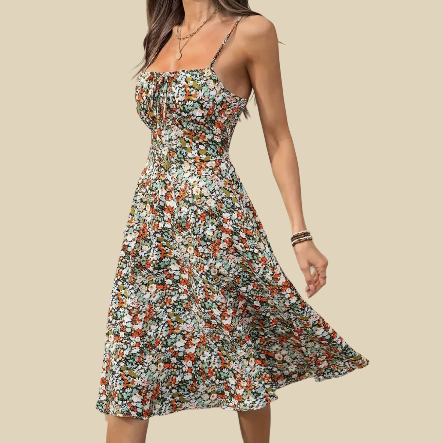 Strapped Dress with Side Slit