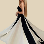 Two-Tone Spaghetti Strap Evening Gown