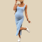 Striped Maternity Midi Dress