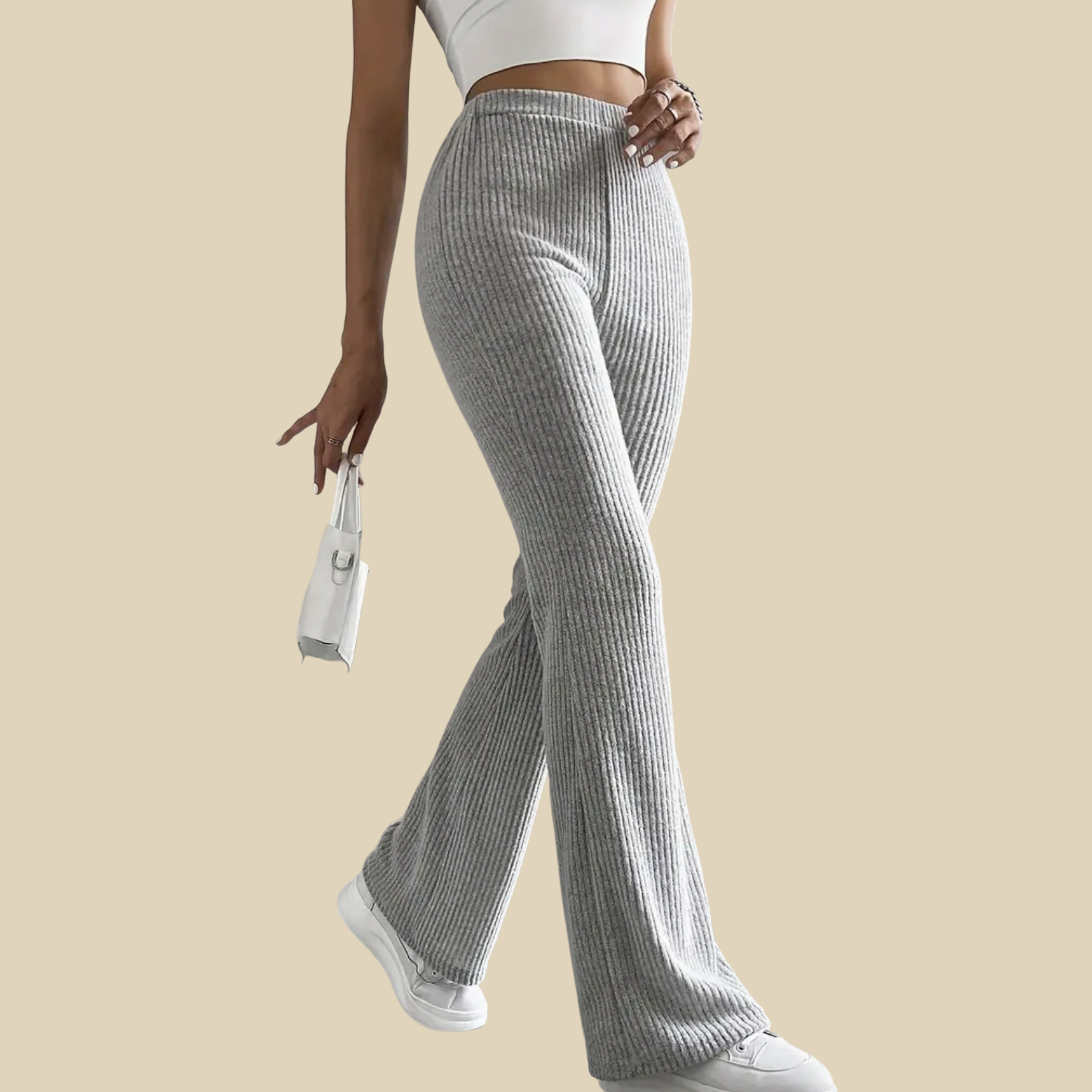 Ribbed Flare Knit Pants