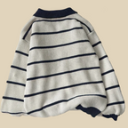 Striped Knit Polo Sweater