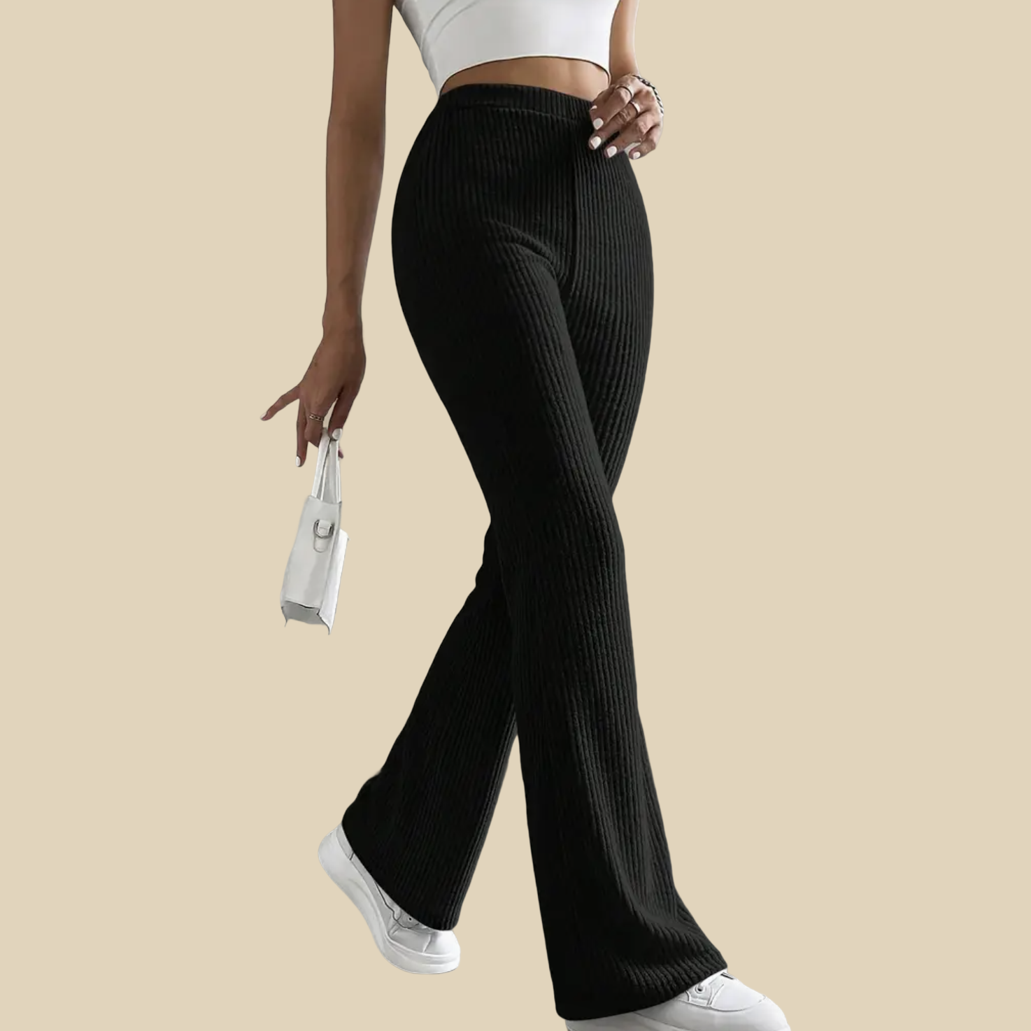 Ribbed Flare Knit Pants