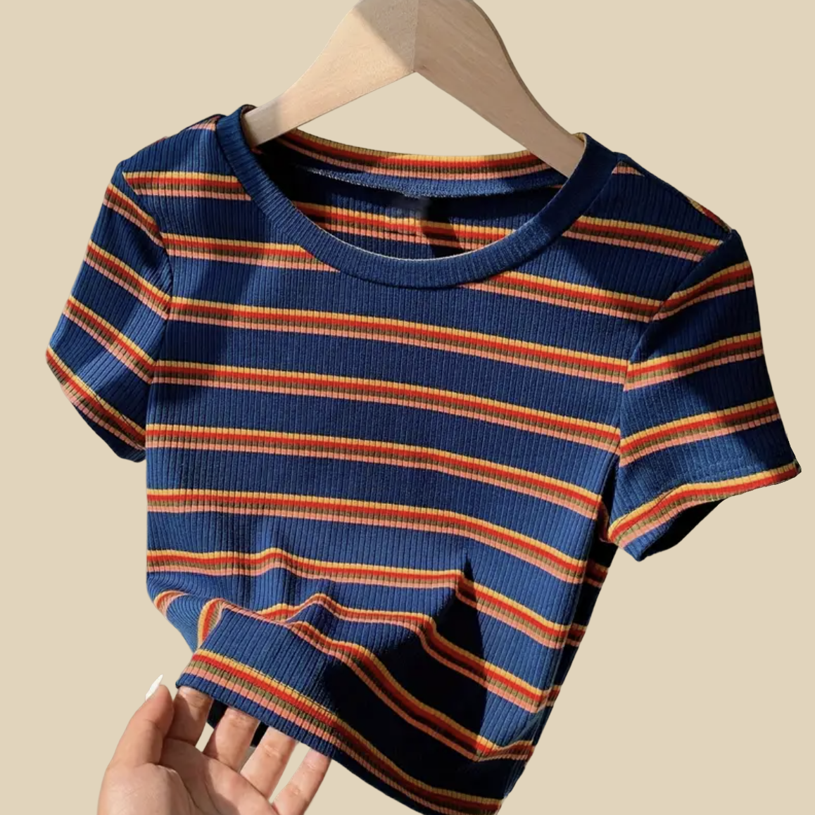 Striped Ribbed Tee