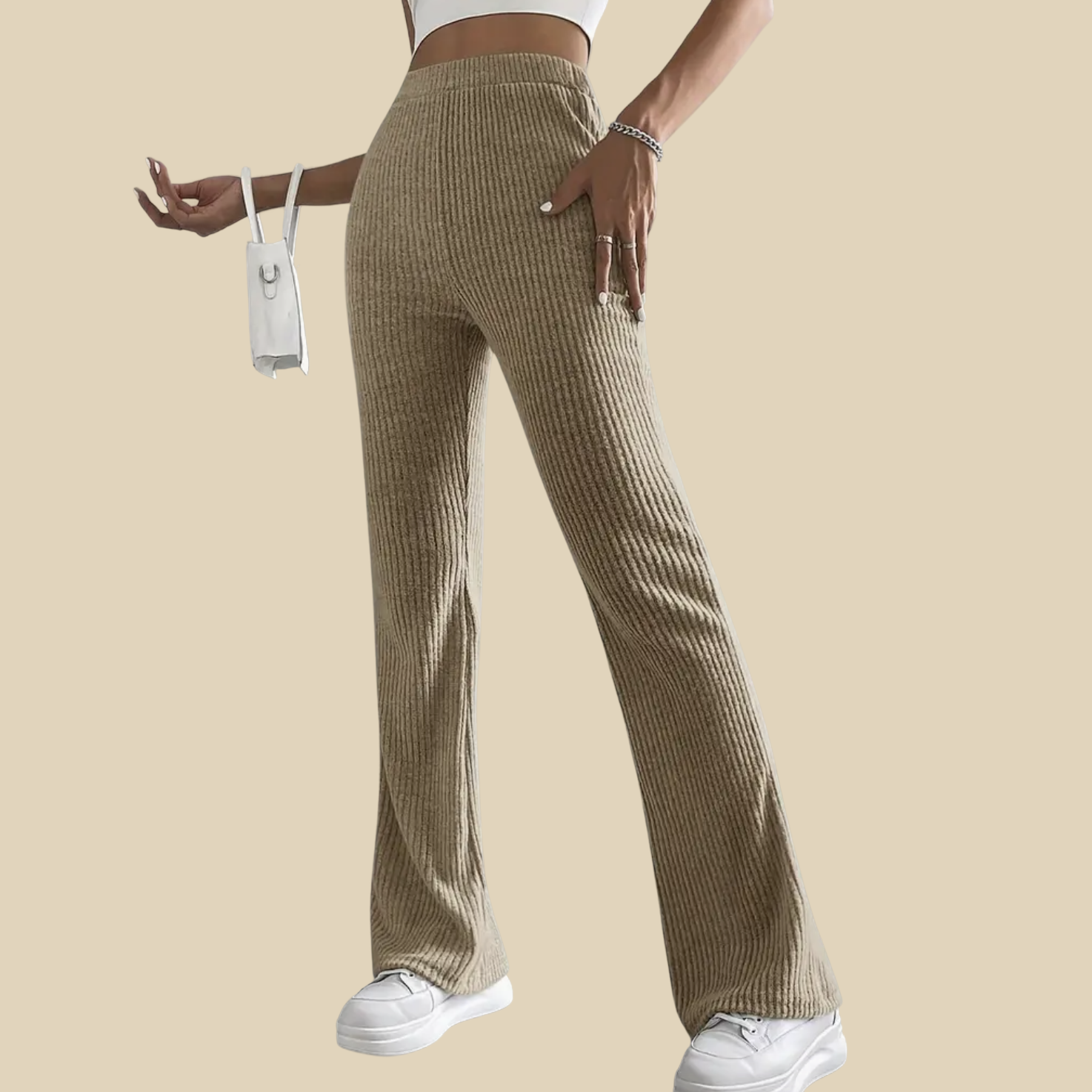 Ribbed Flare Knit Pants