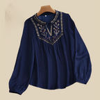 Embroidered Tie Neck Blouse