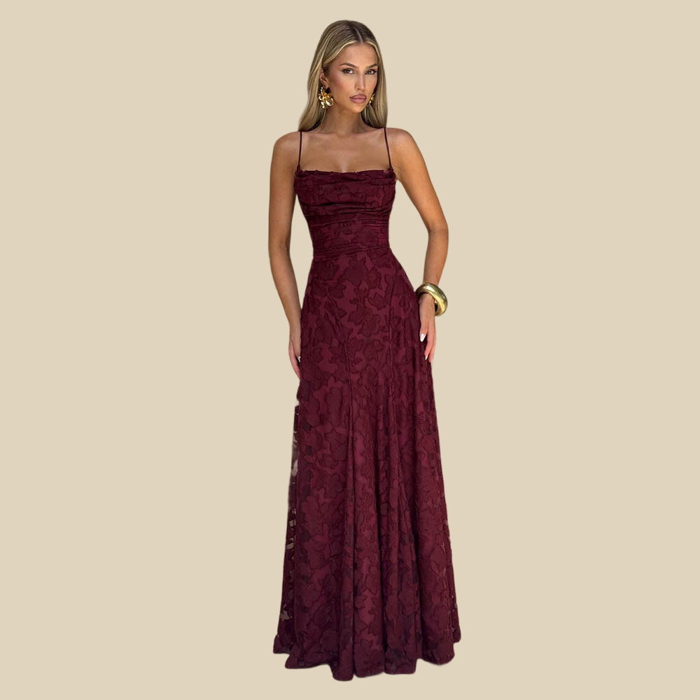 Floral Lace Strap Maxi Dress