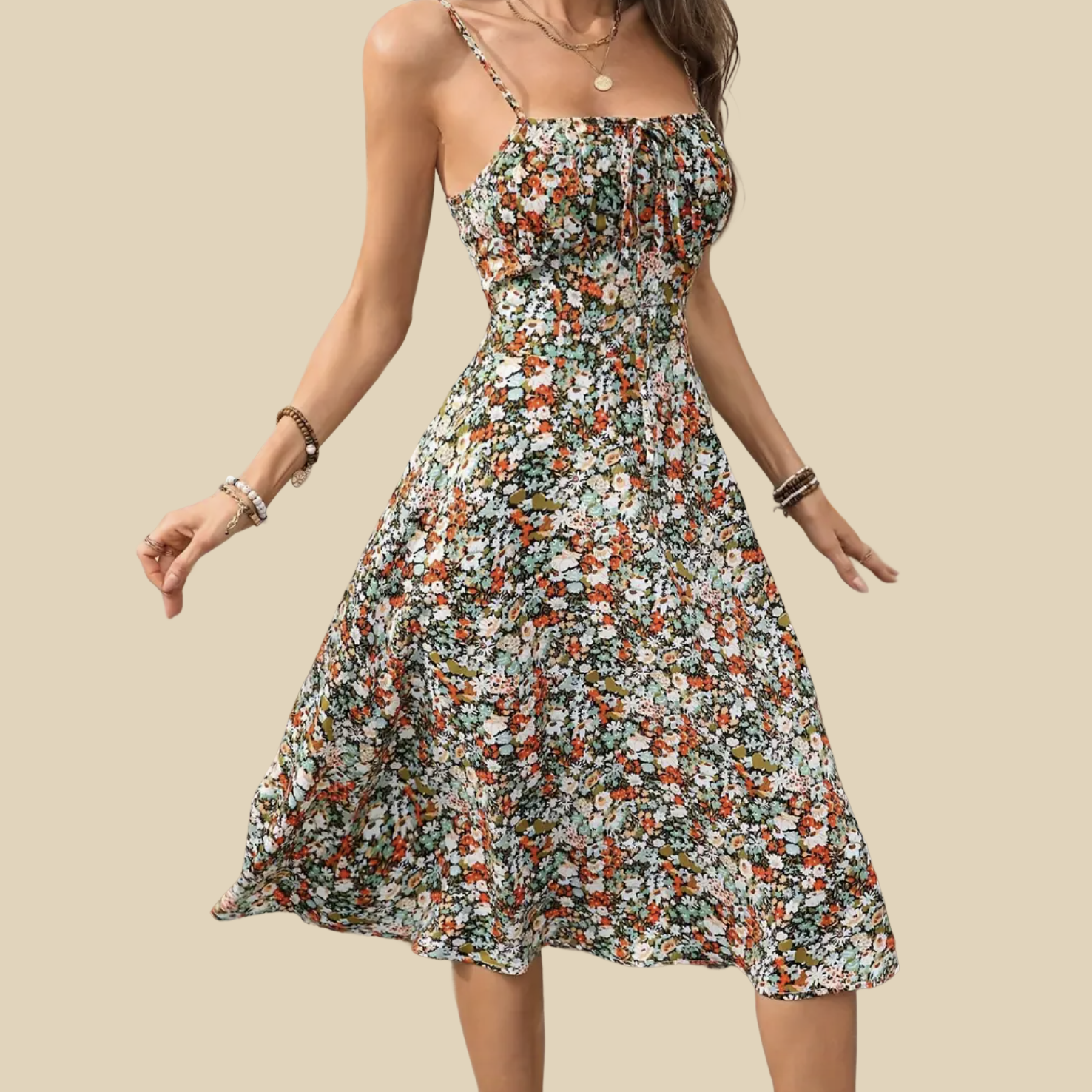 Strapped Dress with Side Slit