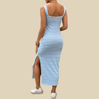 Striped Maternity Midi Dress