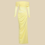 Off-Shoulder Sheer Panel Gown