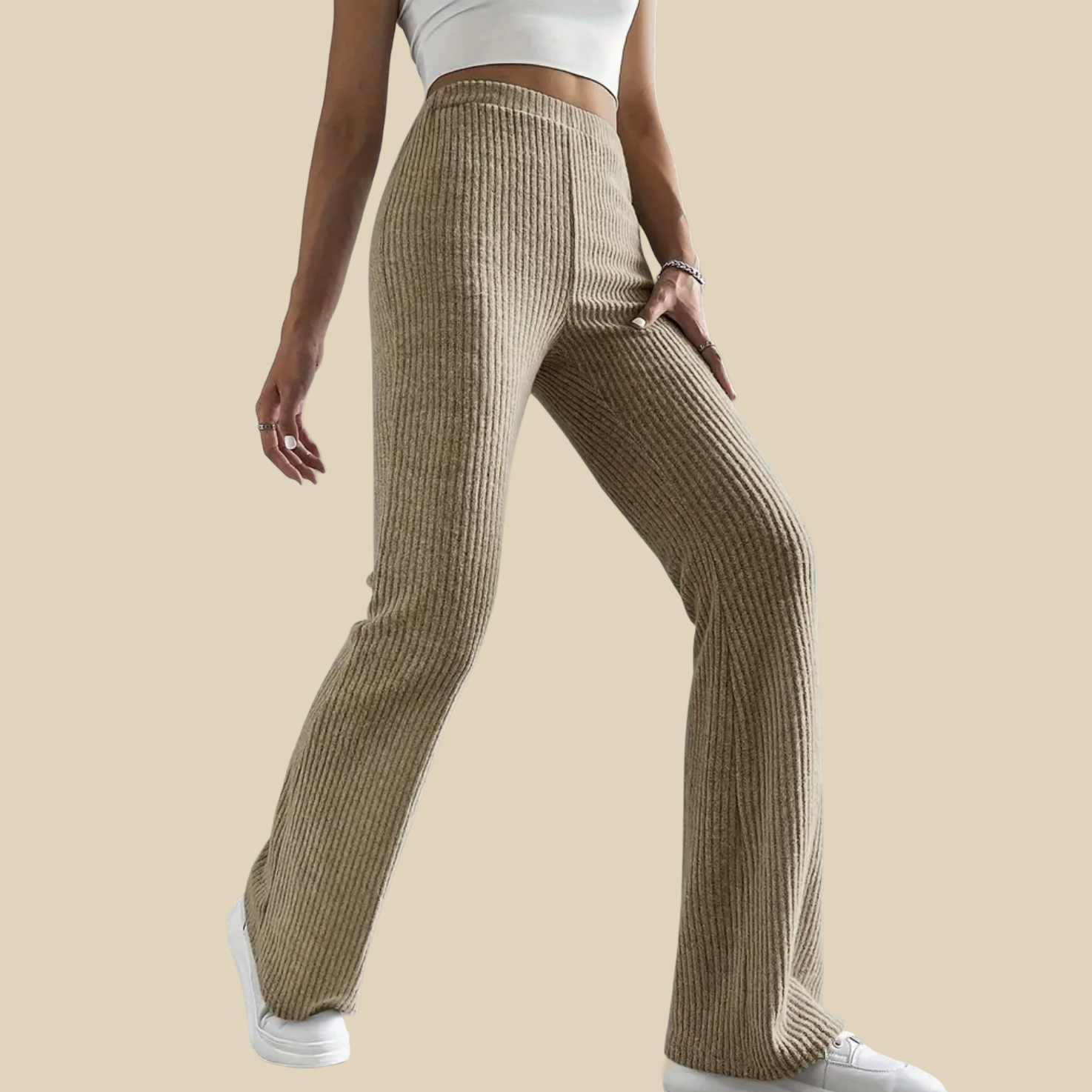 Ribbed Flare Knit Pants
