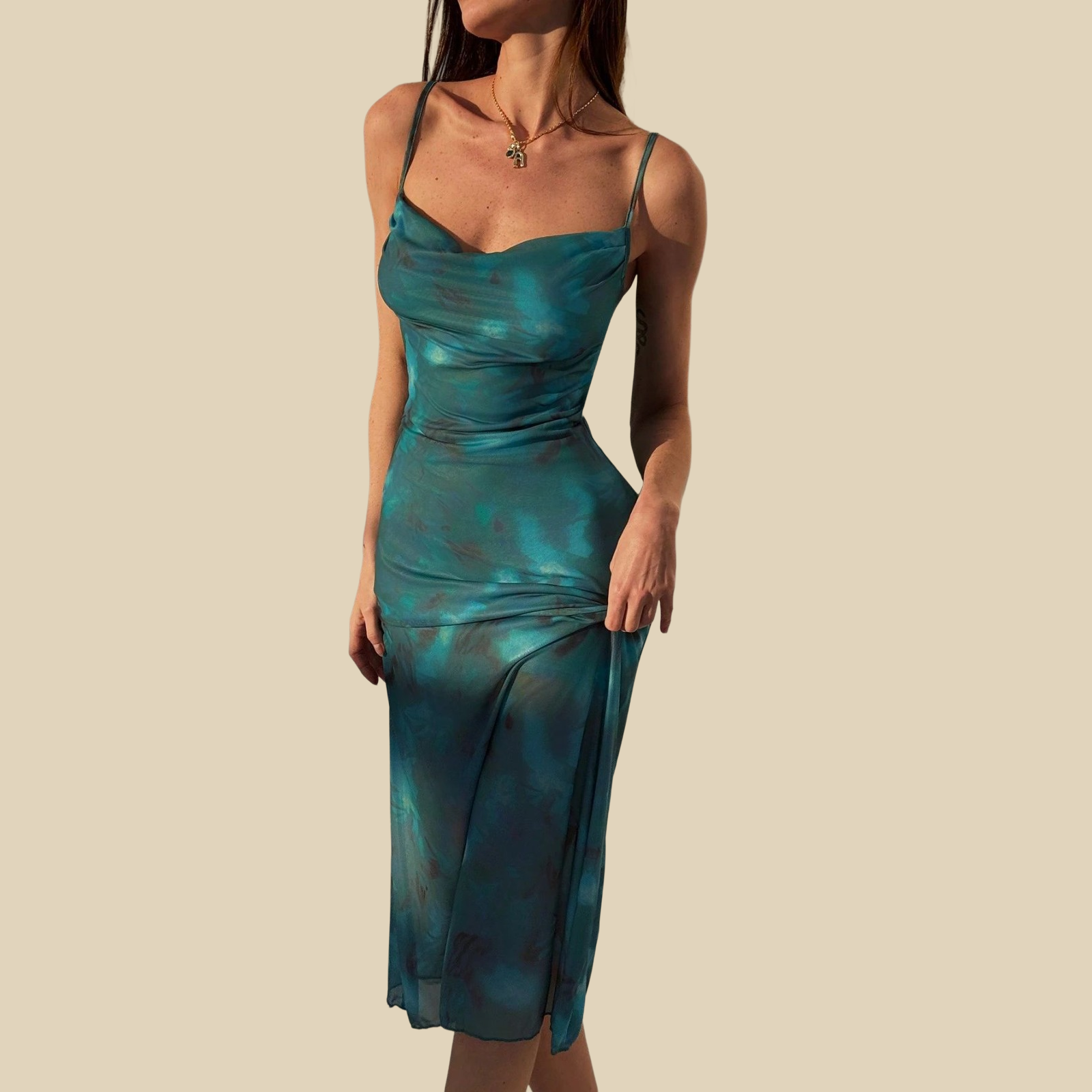 Satin Water Midi Dress