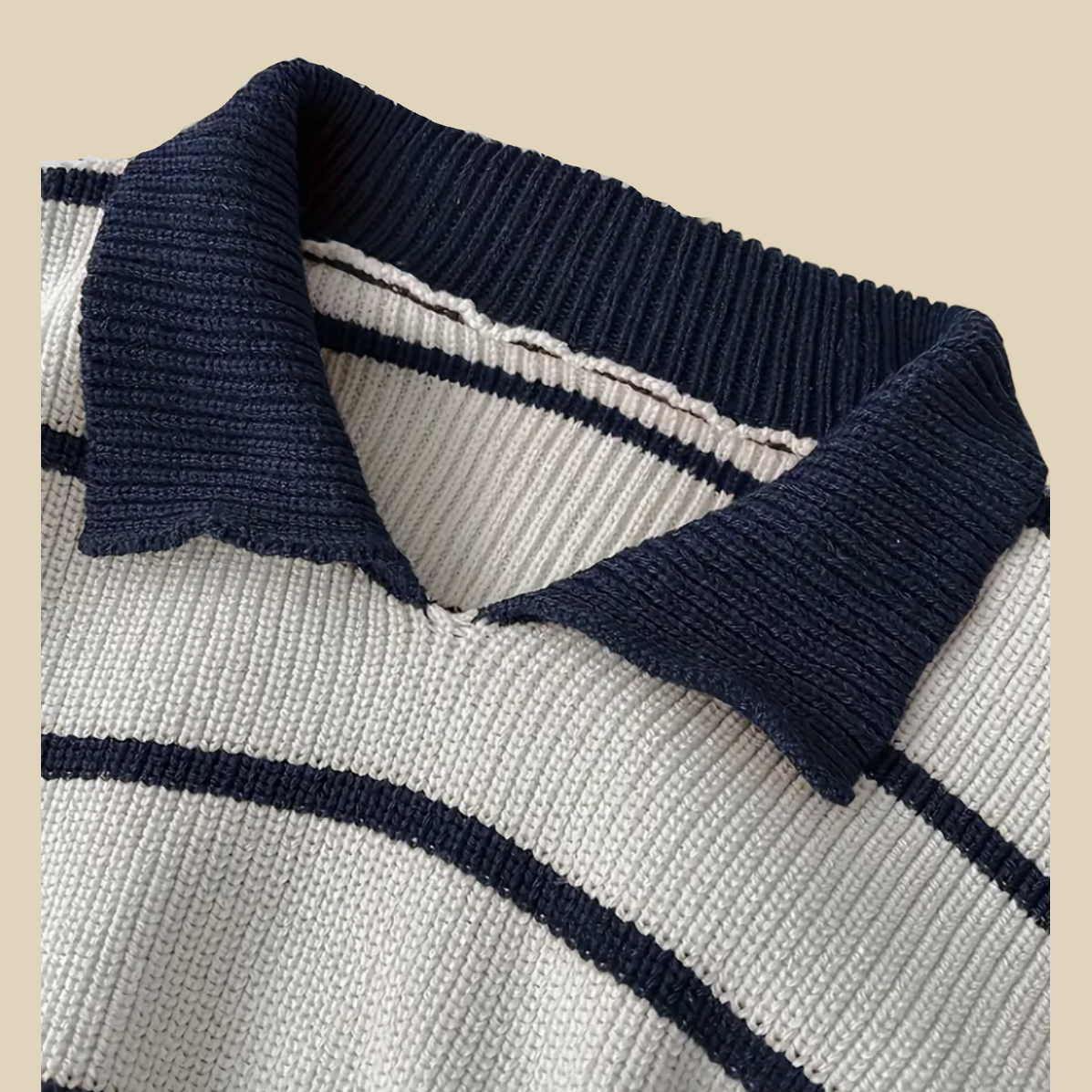 Striped Knit Polo Sweater