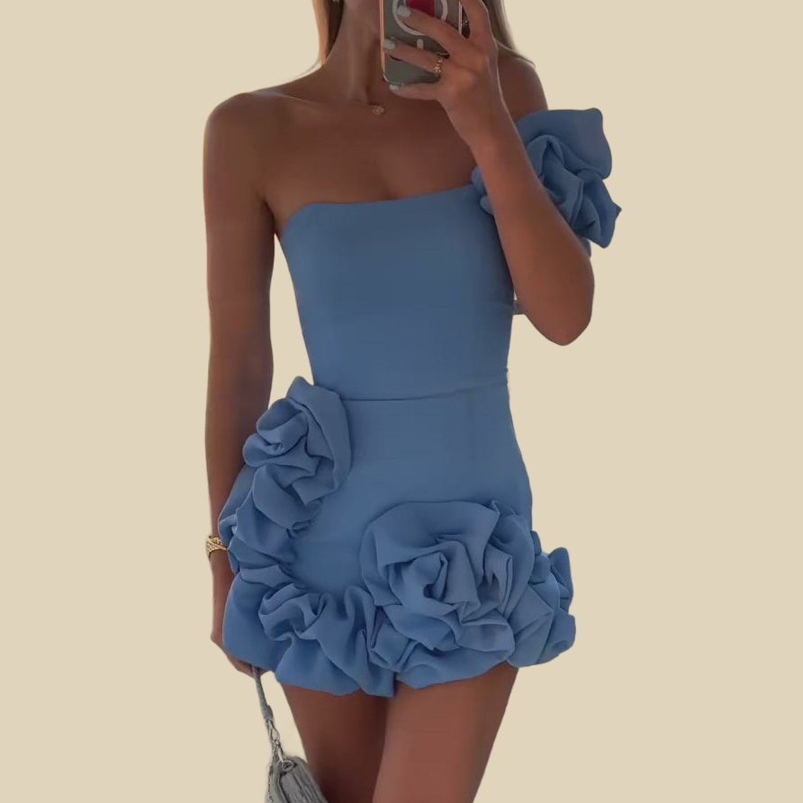 Strapless Ruffle Mini Dress