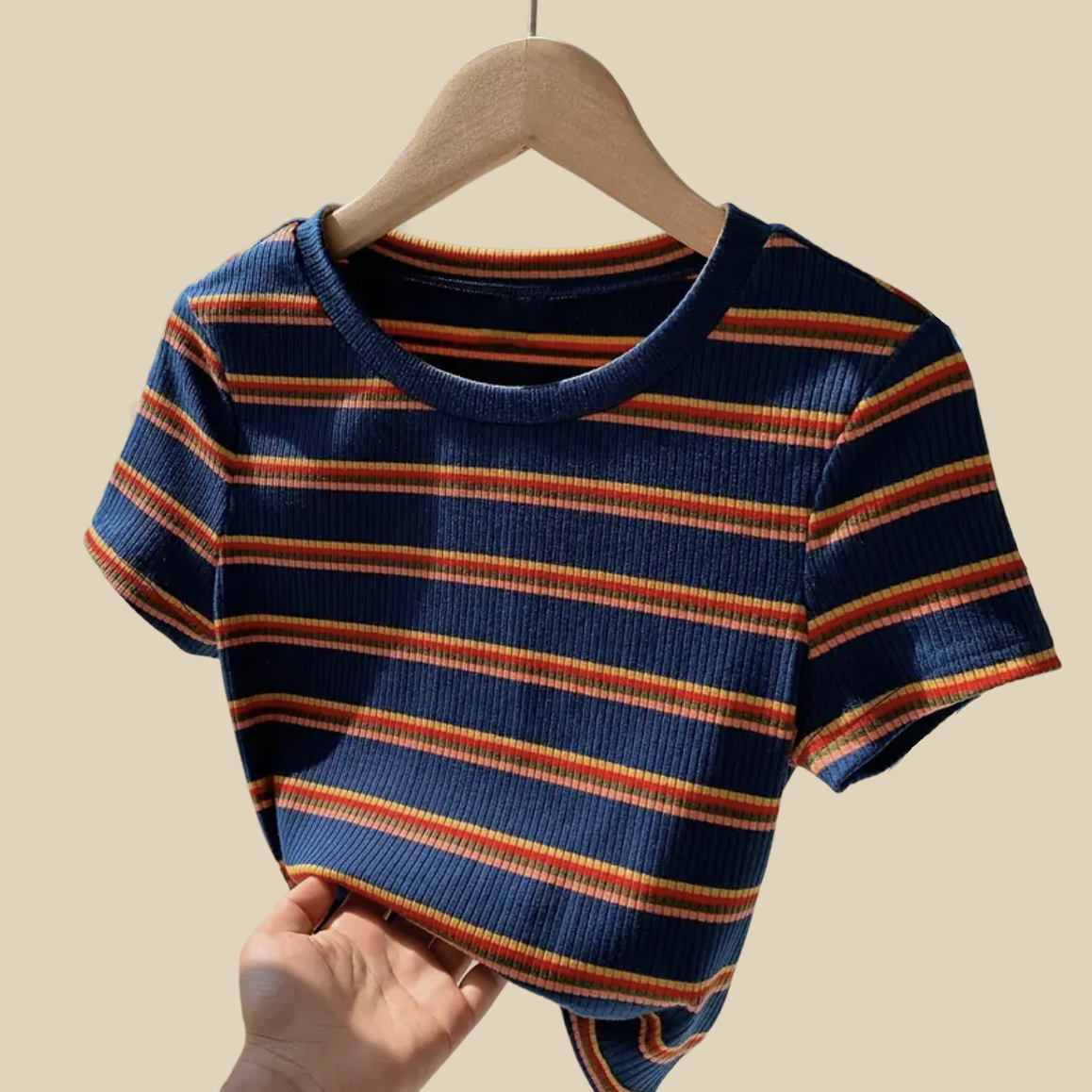 Striped Ribbed Tee
