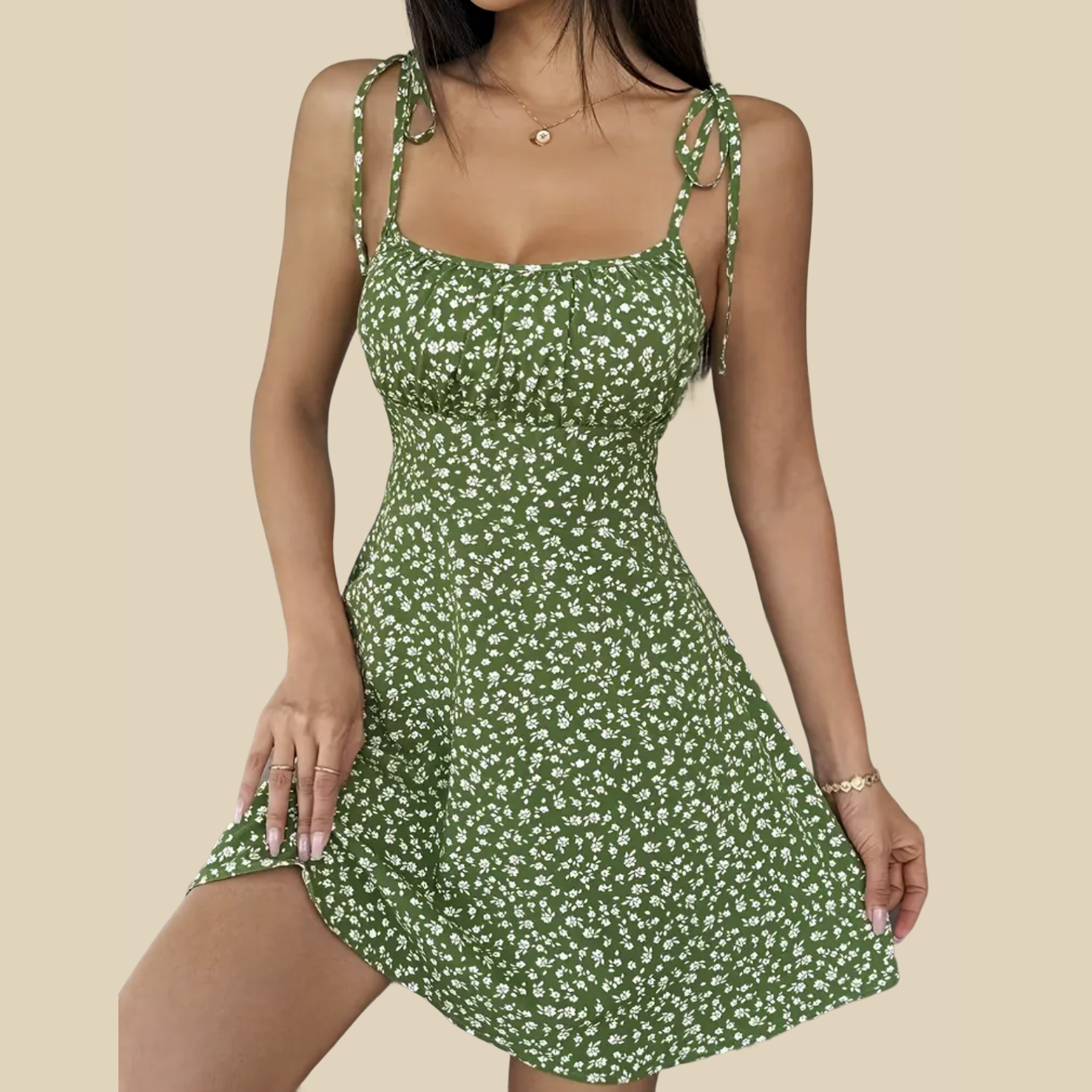 Floral Tie-Shoulder Mini Dress