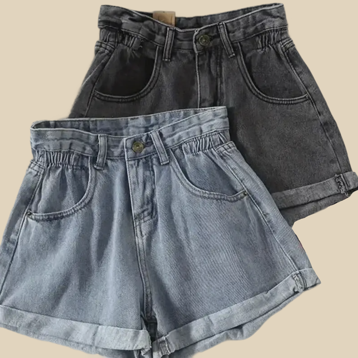 High-Waist Relaxed Denim Shorts