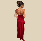 One-Shoulder Satin Evening Gown