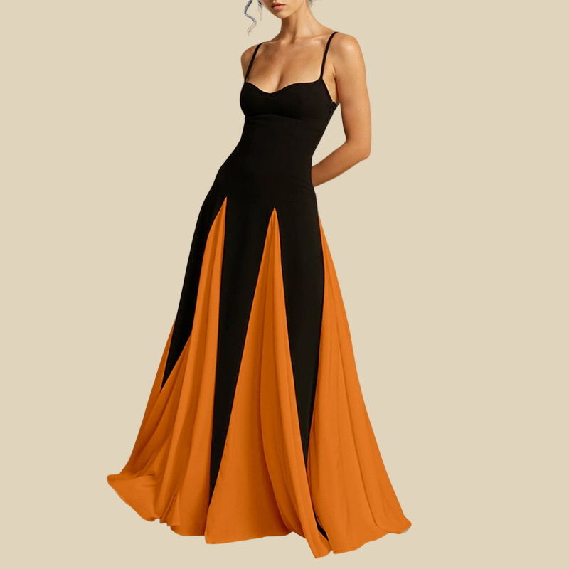Two-Tone Spaghetti Strap Evening Gown