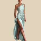 One-Shoulder Satin Evening Gown