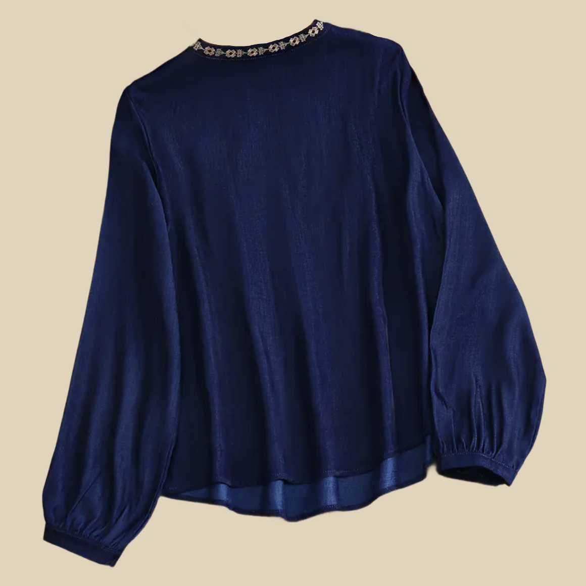 Embroidered Tie Neck Blouse