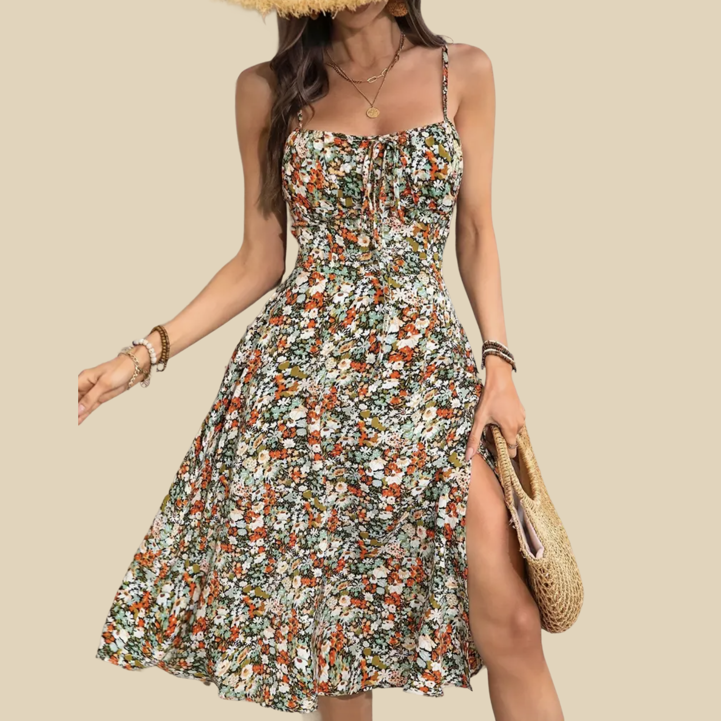 Strapped Dress with Side Slit