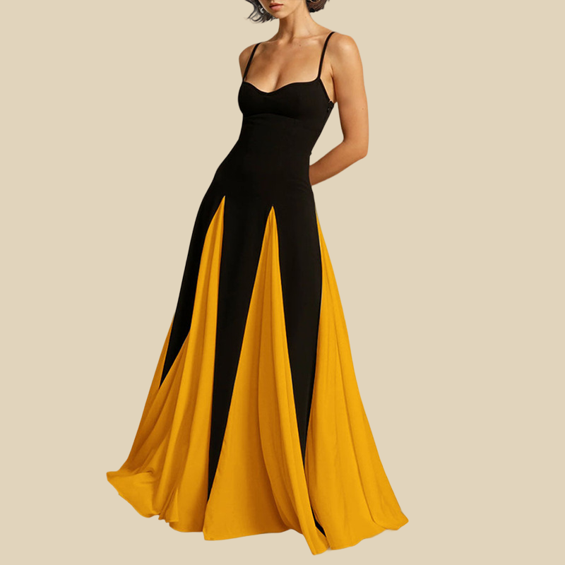 Two-Tone Spaghetti Strap Evening Gown