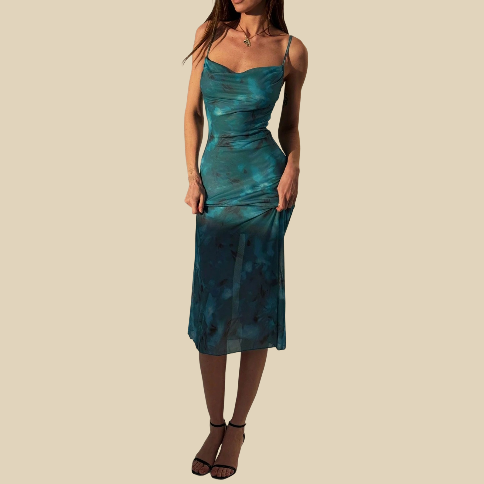Satin Water Midi Dress