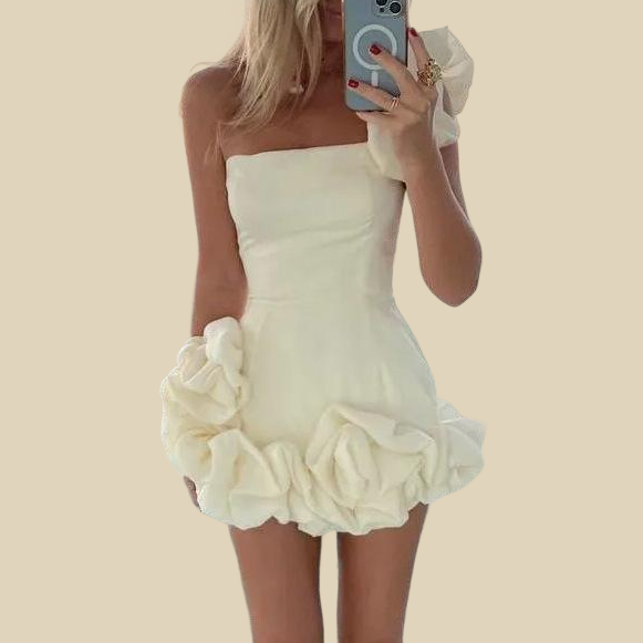 Strapless Ruffle Mini Dress