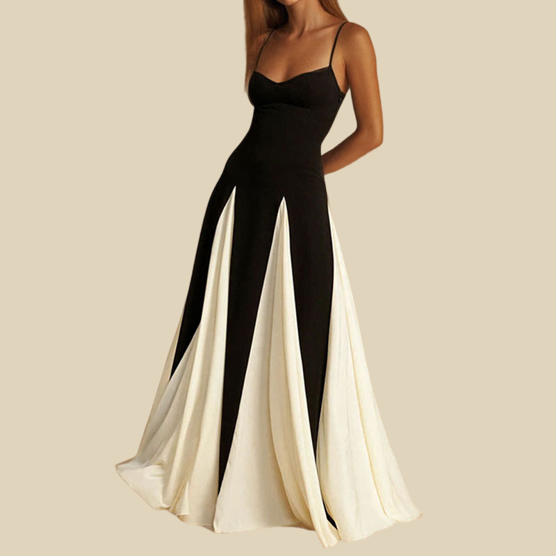 Two-Tone Spaghetti Strap Evening Gown