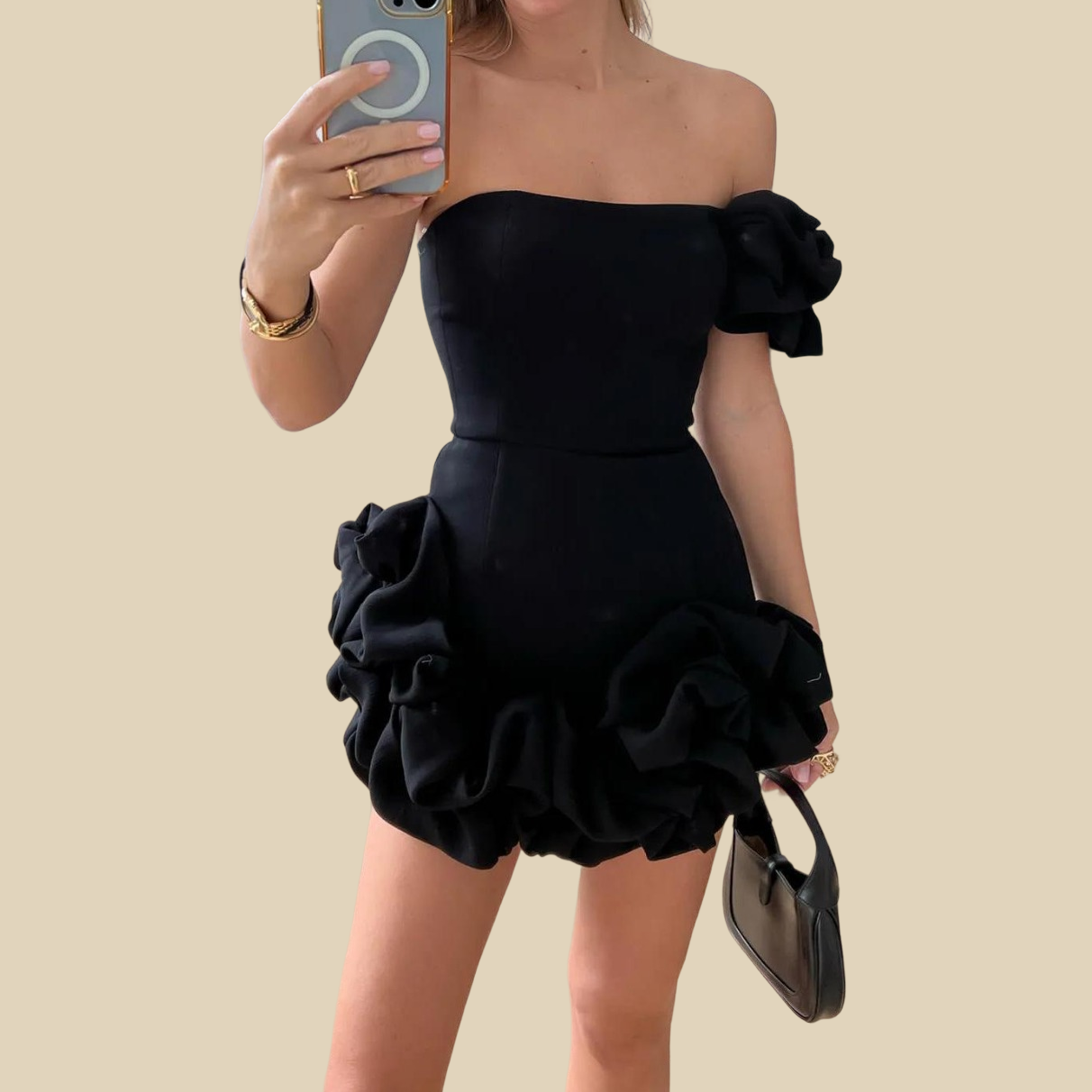 Strapless Ruffle Mini Dress